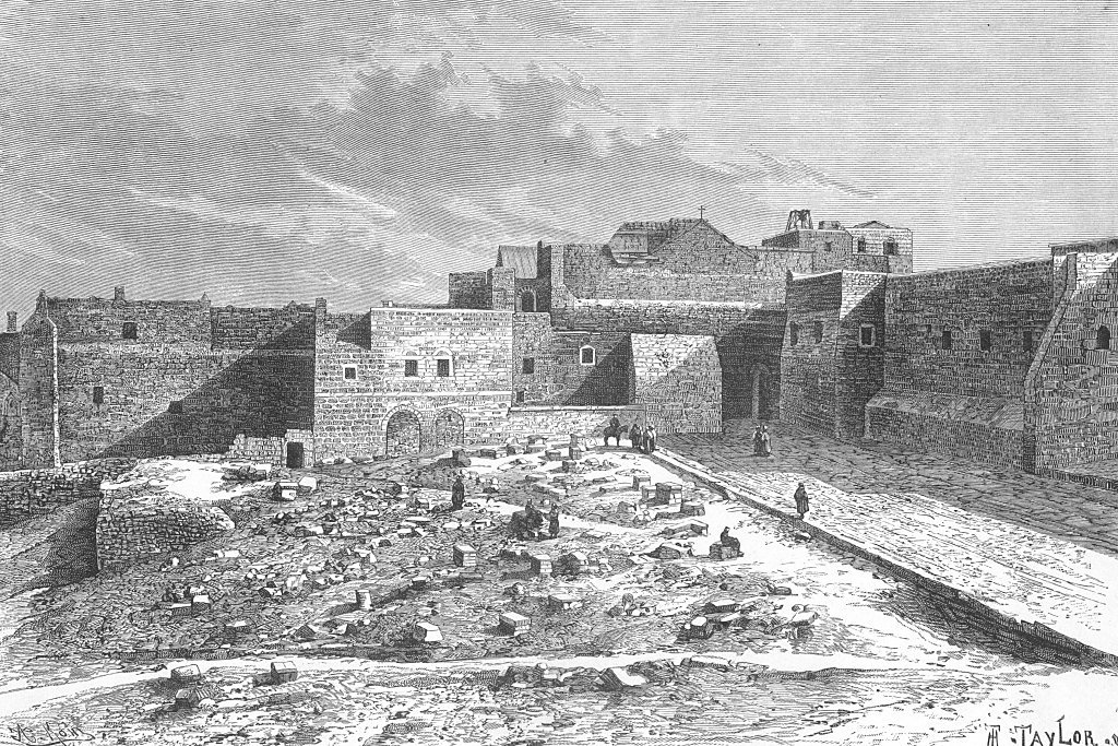 محافظة بيت لحم واقتصادها : رسم لكنيسة المهد قديمة